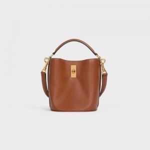 16 Celine Teen Bucket In Smooth Calfskin Hnede | CL-593259