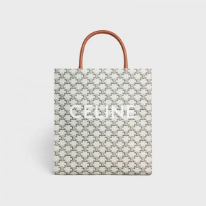 Cabas Celine Medium Vertical In Triomphe Platene With Celine Print Hnede | CL-591837