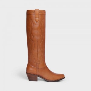 Cizmy Celine High Western In Calfskin Oranžové | CL-592514