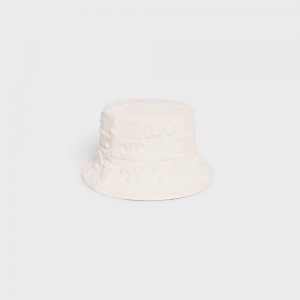 Klobuk Celine Triomphe Bucket In Bavlnene Bouclé Biele | CL-592348