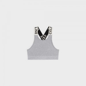 Mikiny Celine Crossback Sports Bra In Atletická Knit Siva Biele | CL-592810