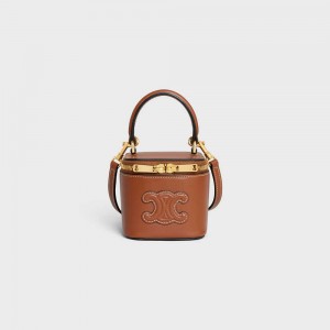 Mini Tašky Celine Vanity Case Cuir Triomphe In Smooth Calfksin Hnede | CL-593039