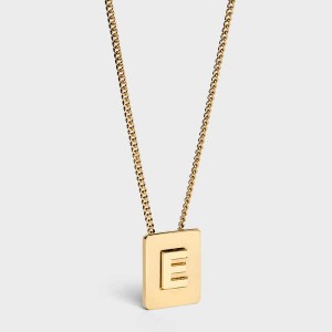 Nahrdelniky Celine Alphabet E In Brass With Gold Finish Zlate | CL-592268