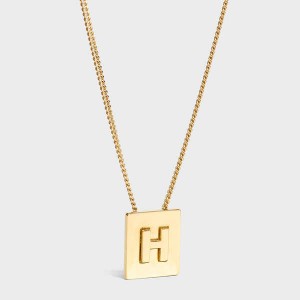 Nahrdelniky Celine Alphabet H In Brass With Gold Finish Zlate | CL-592271