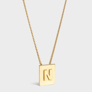 Nahrdelniky Celine Alphabet N In Brass With Gold Finish Zlate | CL-592277