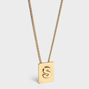 Nahrdelniky Celine Alphabet S In Brass With Gold Finish Zlate | CL-592282