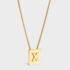 Nahrdelniky Celine Alphabet X In Brass With Gold Finish Zlate | CL-592287