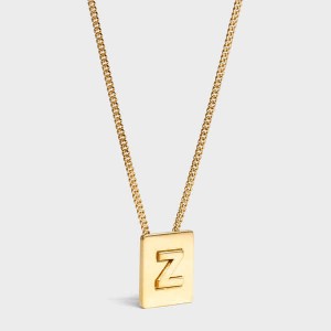 Nahrdelniky Celine Alphabet Z In Brass With Gold Finish Zlate | CL-592289