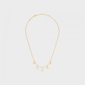 Nahrdelniky Celine CœUr Charms In Brass With Gold Finish And Resin Pearl Zlate Biele | CL-592242