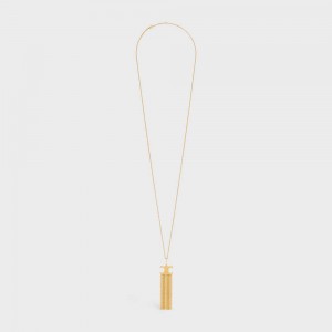 Nahrdelniky Celine Triomphe Folk Fringe Long In Brass With Gold Finish Zlate | CL-592244