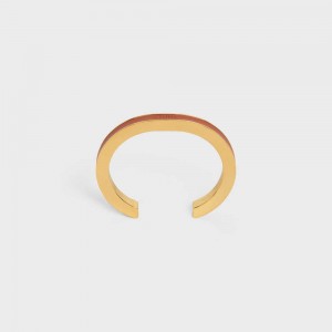 Naramky Celine Formes Simples Kozene Cuff In Brass With Gold Finish And Calfskin Zlate Hnede | CL-592214