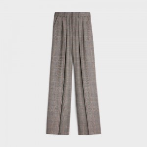 Nohavice Celine Double-pleated Tixie In Checked Flannel Siva | CL-592736