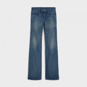 Nohavice Celine Low Flare Jeans In Dark Union Wash Denim Tmavo Modre Svetlomodrá | CL-592723