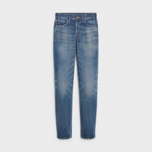 Nohavice Celine Slim Jeans In Dark Union Wash Denim Tmavo Modre Svetlomodrá | CL-592726