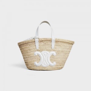 Panier Celine Teen Triomphe Klasické In Palm Leaves And Calfskin Biele | CL-593070