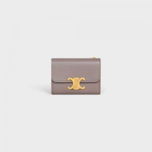 Penazenky Celine Compact With Coin Triomphe In Shiny Calfskin Siva | CL-592981