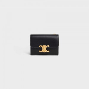 Penazenky Celine Compact With Coin Triomphe In Shiny Calfskin Čierne | CL-592979