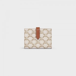 Penazenky Celine Medium Remienkove In Triomphe Platene And Lambskin Biele Hnede | CL-592993