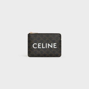 Puzdro na Karty Celine Coand Card Pouch Triomphe Platene Čierne | CL-592957