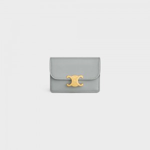 Puzdro na Karty Celine Flap Triomphe Shiny Calfskin Modre | CL-592947