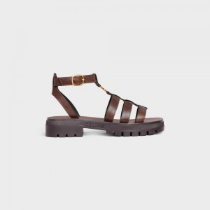 Sandale Celine Clea Triomphe Gladiator Robustný In Calfskin - Vegetal Tanning Tmavo Hnede | CL-592572