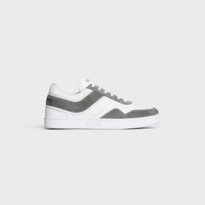 Tenisky Celine Trainer Low Cipkovane-up In Semisove Calfskin And Calfskin Siva Biele | CL-591901