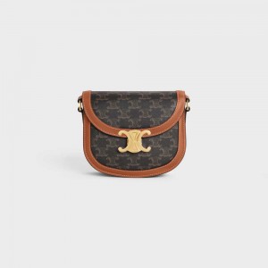 Triomphe Canvas Celine Besace Clea In And Calfskin Hnede | CL-593119