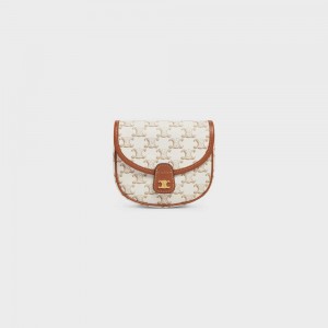 Triomphe Canvas Celine Mini Besace In And Calfskin Biele | CL-593121