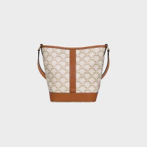 Triomphe Canvas Celine Small Bucket In And Calfskin Biele | CL-593124