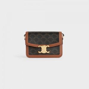 Triomphe Canvas Celine Teen Triomphe Bag In And Calfskin Hnede | CL-593109