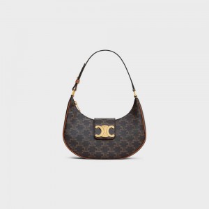 Triomphe Celine Ava Soft Bag In Platene And Calfskin Hnede | CL-593174