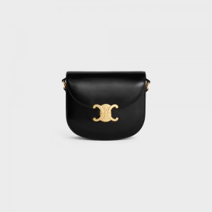 Triomphe Celine Besace Clea In Shiny Calfskin Čierne | CL-593218