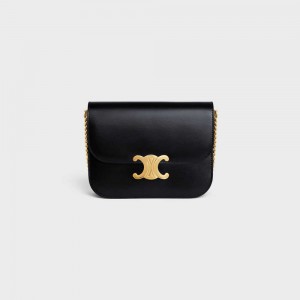 Triomphe Celine College Bag In Shiny Calfskin Čierne | CL-593168