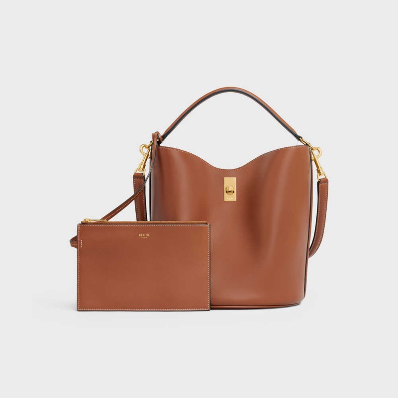 16 Celine Bucket Bag In Smooth Calfskin Hnede | CL-593256