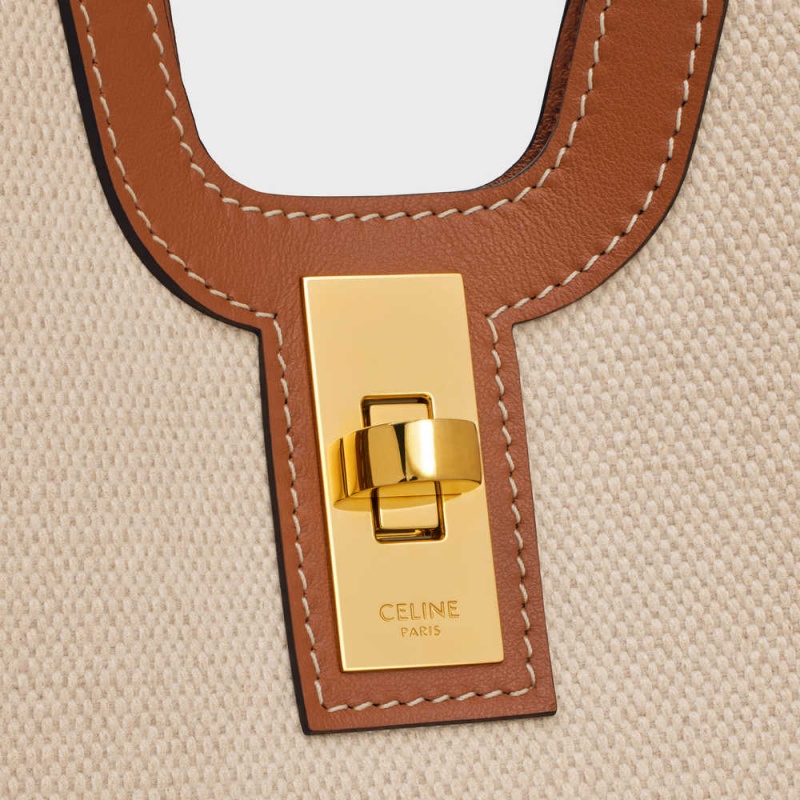 16 Celine Cabas In Textilne And Calfskin Béžové Hnede | CL-593253