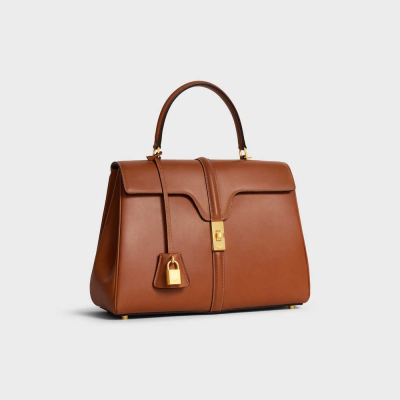 16 Celine Classique Bag In Natural Calfskin Hnede | CL-593282