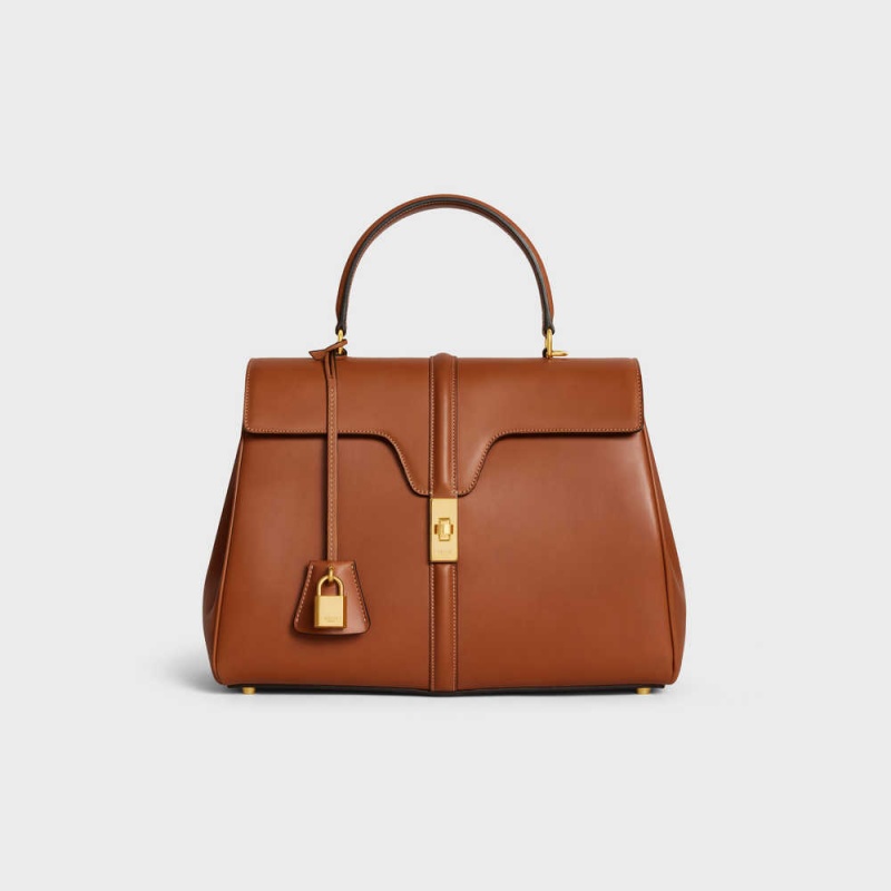 16 Celine Classique Bag In Natural Calfskin Hnede | CL-593282