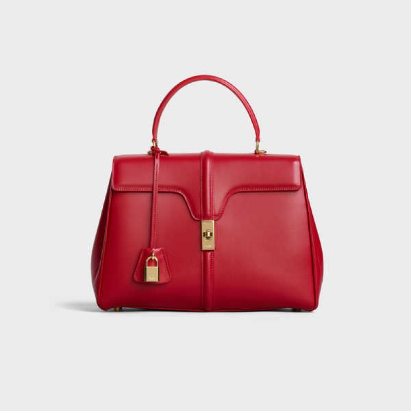 16 Celine Classique Bag In Satinated Calfskin Červené | CL-593280