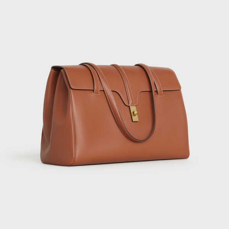 16 Celine Large Soft Bag In Smooth Calfskin Hnede | CL-593266