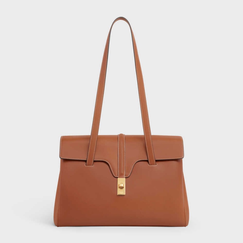 16 Celine Medium Soft Bag In Smooth Calfskin Hnede | CL-593264