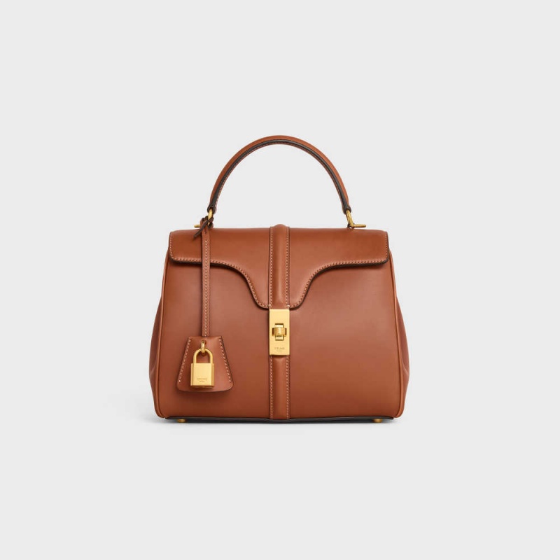 16 Celine Small Bag In Natural Calfskin Hnede | CL-593276