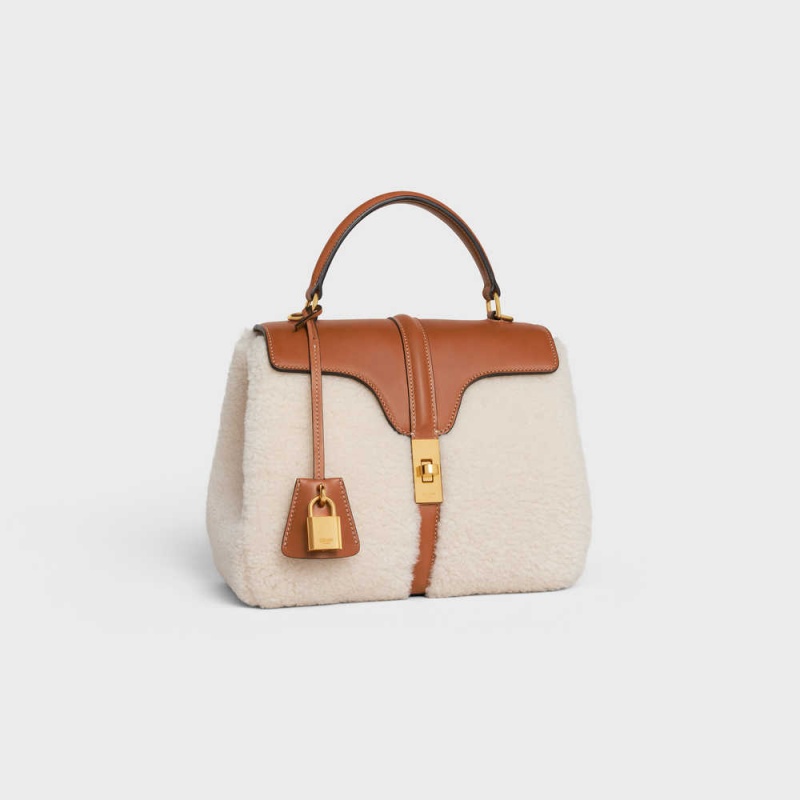 16 Celine Small Bag In Shearling And Natural Calfskin Béžové Hnede | CL-593277