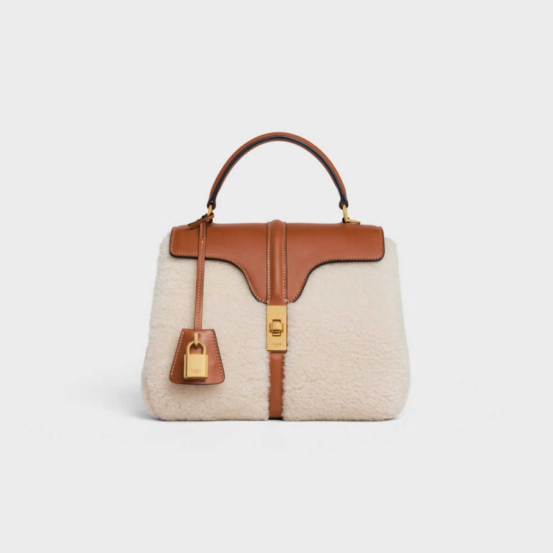 16 Celine Small Bag In Shearling And Natural Calfskin Béžové Hnede | CL-593277