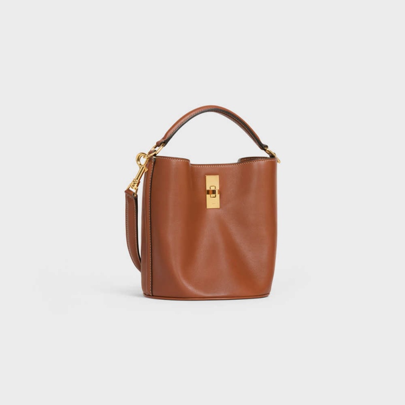 16 Celine Teen Bucket In Smooth Calfskin Hnede | CL-593259