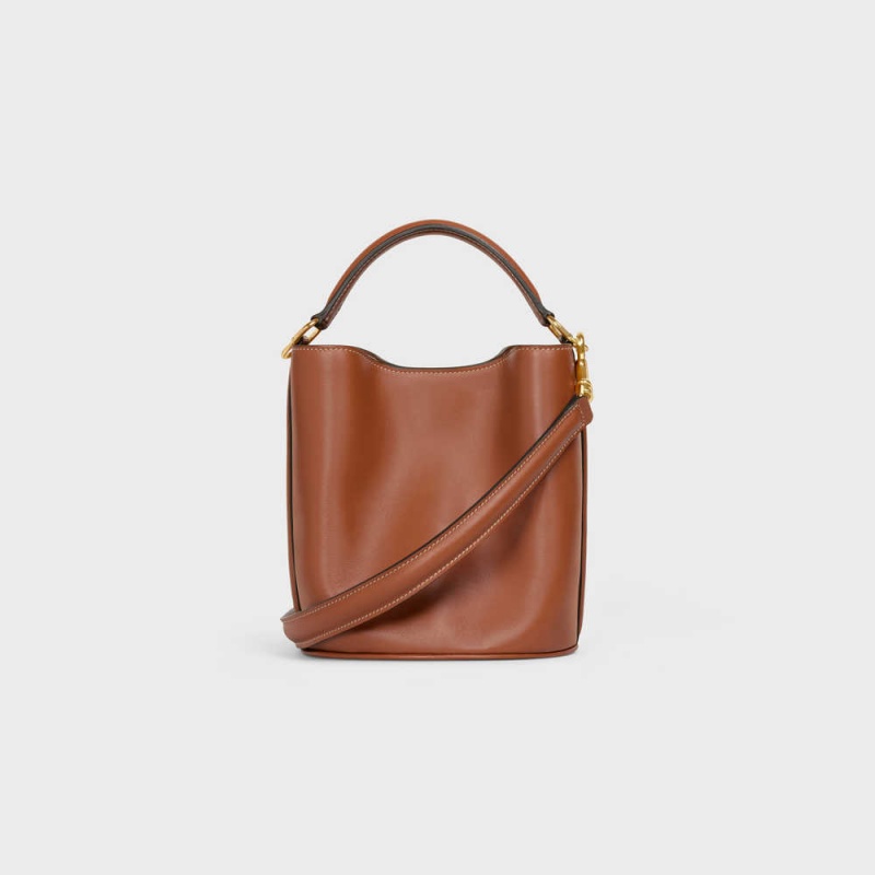 16 Celine Teen Bucket In Smooth Calfskin Hnede | CL-593259