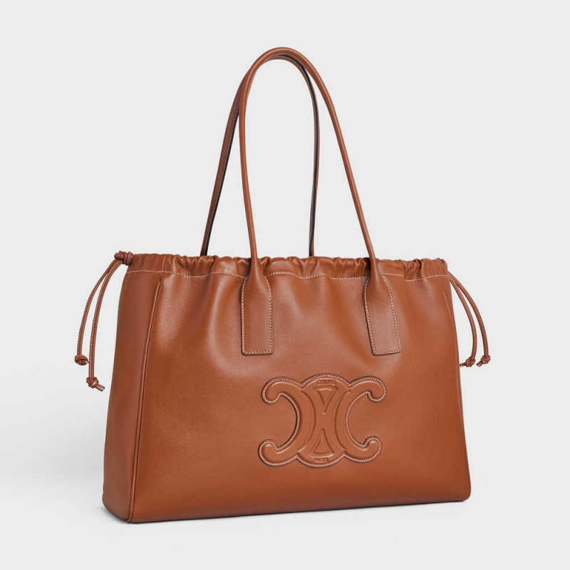 Cabas Celine Drawstring Cuir Triomphe In Smooth Calfskin Hnede | CL-593088