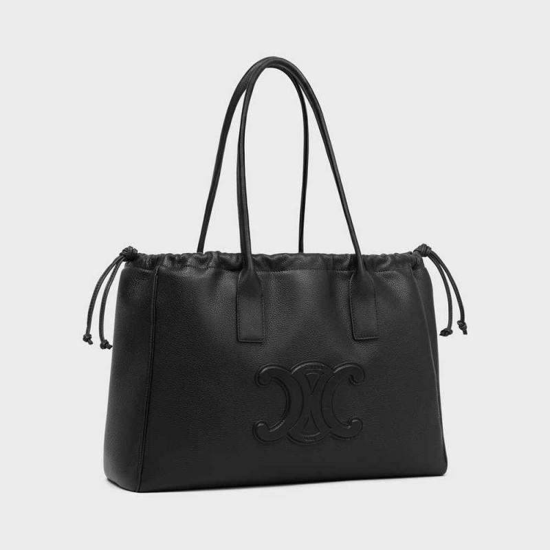 Cabas Celine Drawstring Cuir Triomphe In Grained Calfskin Čierne | CL-593087