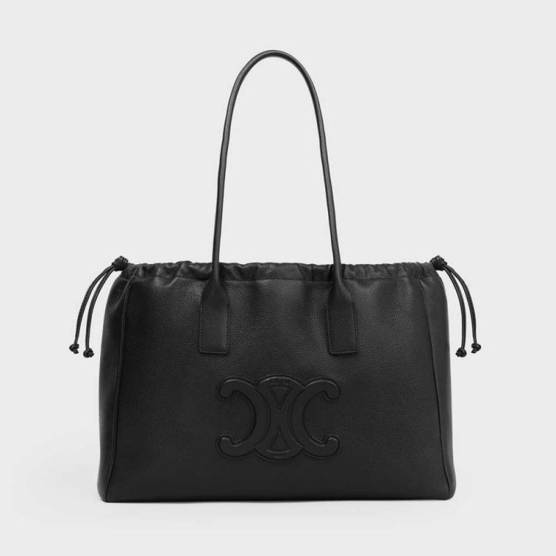 Cabas Celine Drawstring Cuir Triomphe In Grained Calfskin Čierne | CL-593087