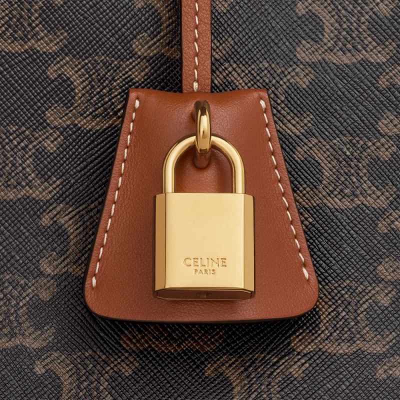 Cabas Celine Horizontal In Triomphe Platene And Calfskin Hnede | CL-593082