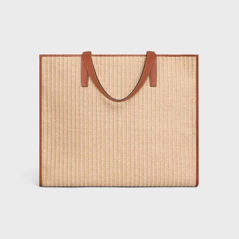 Cabas Celine Large In Raffia Effect Textilne With Celine Embroidery Béžové Hnede | CL-591831